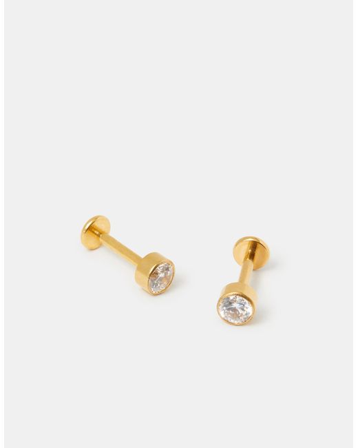 Accessorize White 14Ct-Plated Titanium Flatback Stud Earrings