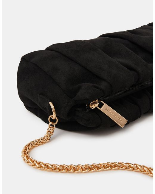 Accessorize Blue Ruched Faux Suede Clutch Bag