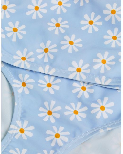 Accessorize Blue Daisy Print Bralette Bikini Set