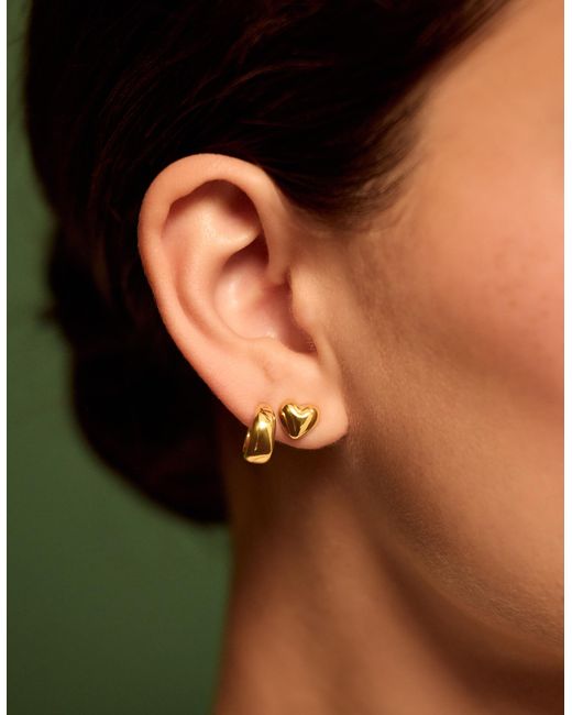 Accessorize Metallic 2-Pack Stainless Steel Heart Stud & Hoop Earrings