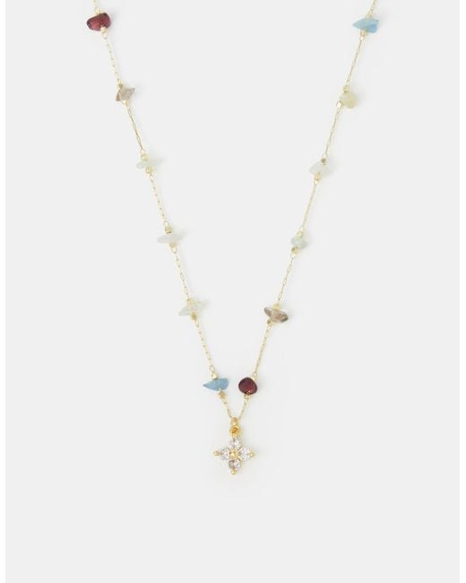 Accessorize White 14Ct-Plated Semi-Precious Station Pendant Necklace