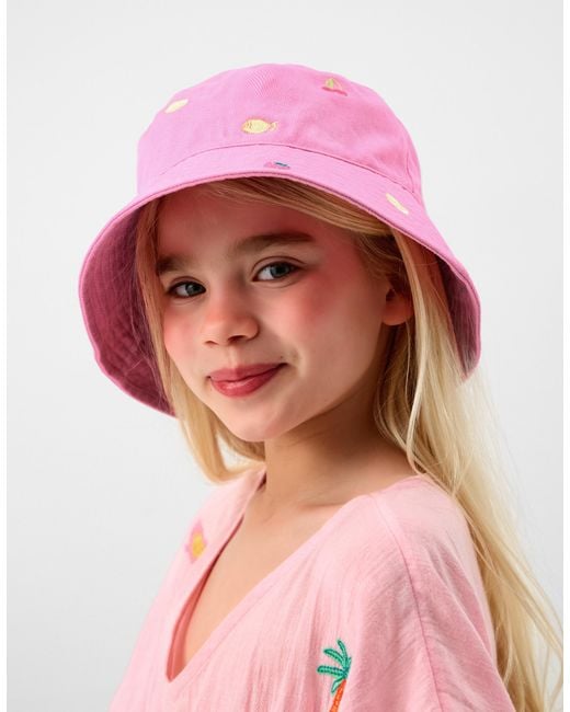 Accessorize Pink Fruit Embroidered Bucket Hat