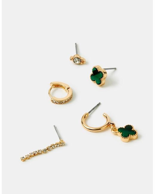 Accessorize White 5-Pack Clover Stud & Hoop Earrings