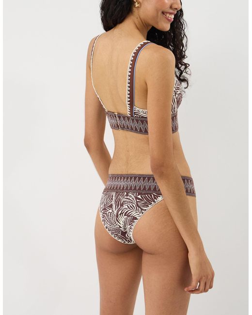 Accessorize White Palm Print Band Bikini Bottoms