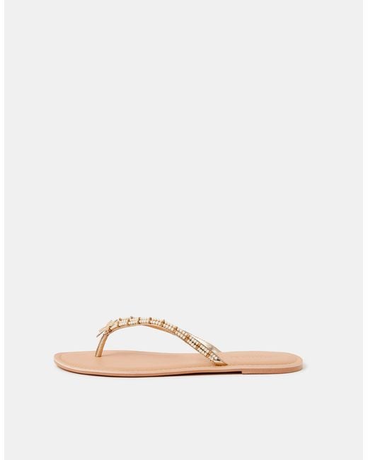 Accessorize Natural Starfish Beaded Flip Flops