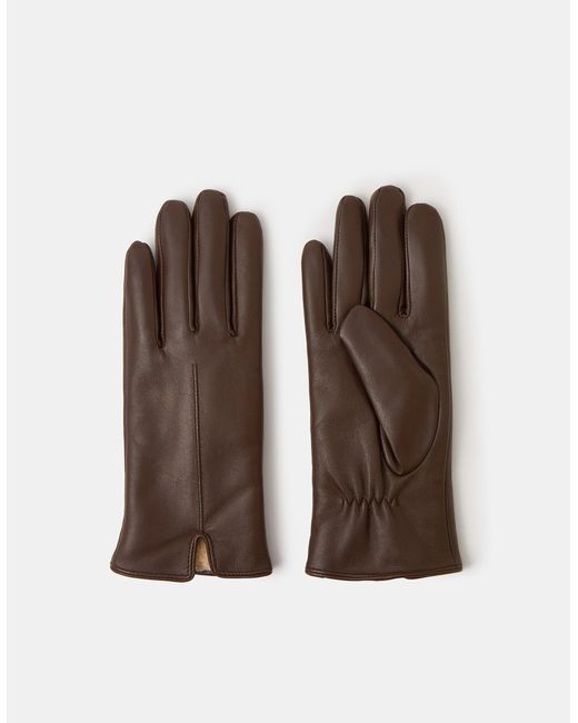 Accessorize Brown Faux Fur Lined Leather Gloves
