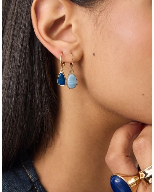 Accessorize White 3-Pack Mother Of Pearl Stone Huggie Hoop Earrings