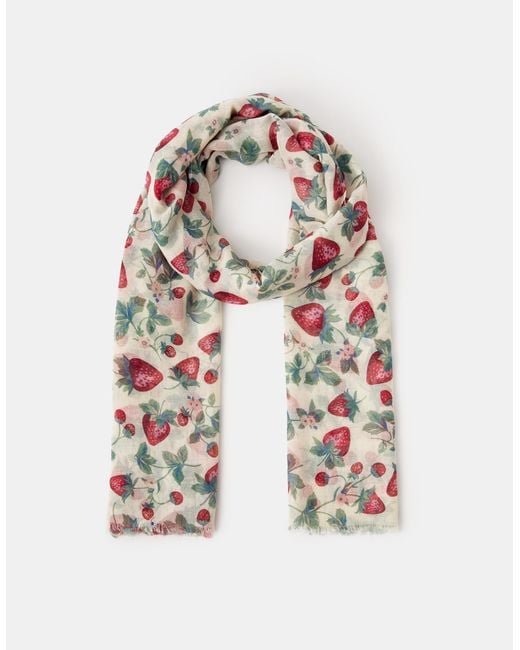 Accessorize White Lightweight Strawberry Print Scarf