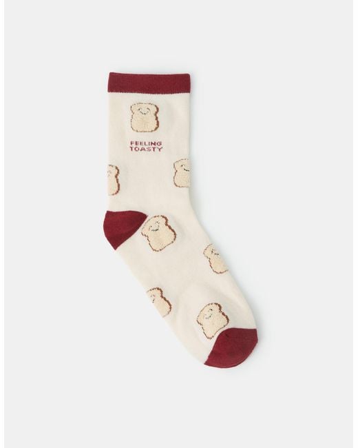Accessorize White Toast Print Socks
