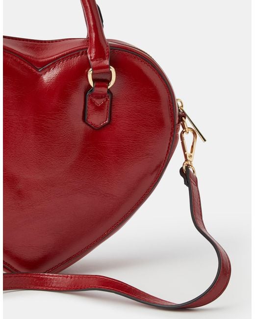Accessorize Red Patent Faux Leather Heart Crossbody Bag