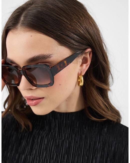 Accessorize White Acetate Tort Rectangle Sunglasses
