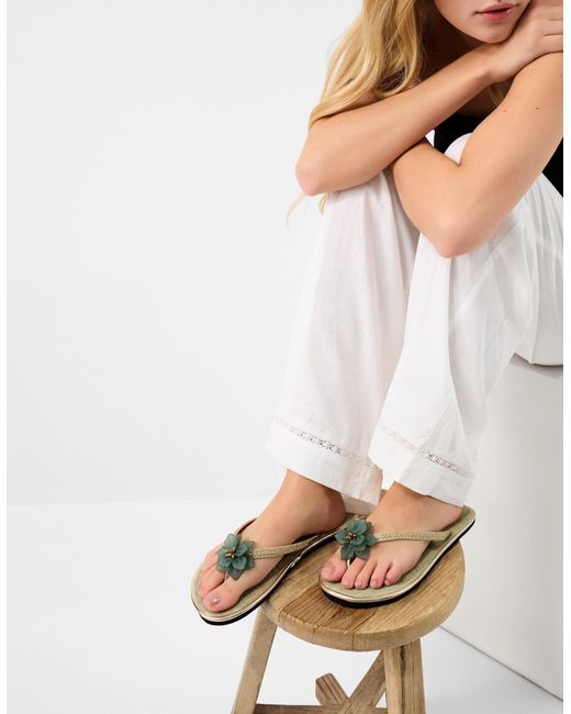 Accessorize Natural Flower Metallic Seagrass Flip Flops
