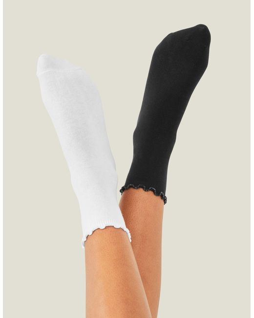 Accessorize Black Women's 2-pack Frill Ankle Socks