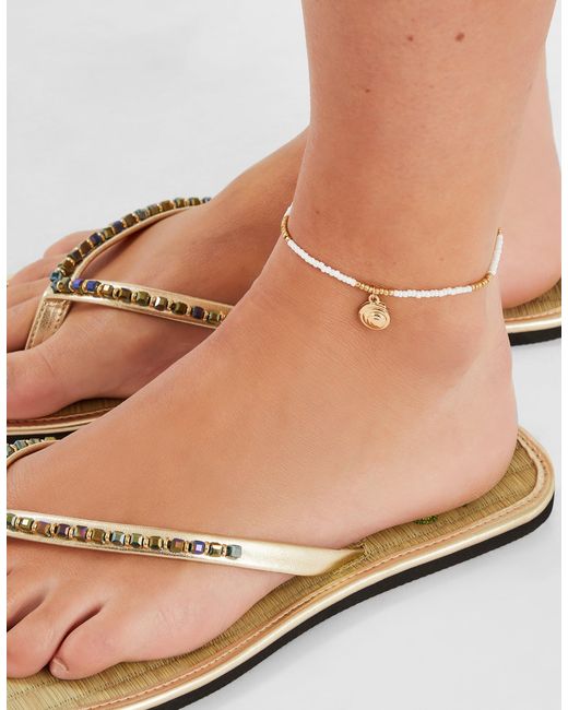 Accessorize Natural 3-Pack Beaded Summer Charm Anklets