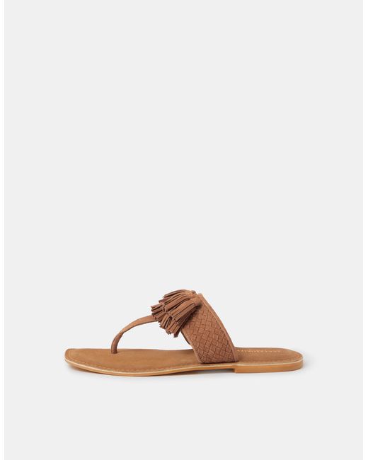 Accessorize Brown Fringe Strap Suede Sandals