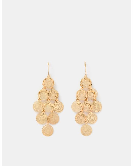 Accessorize White Filigree Disc Drop Earrings