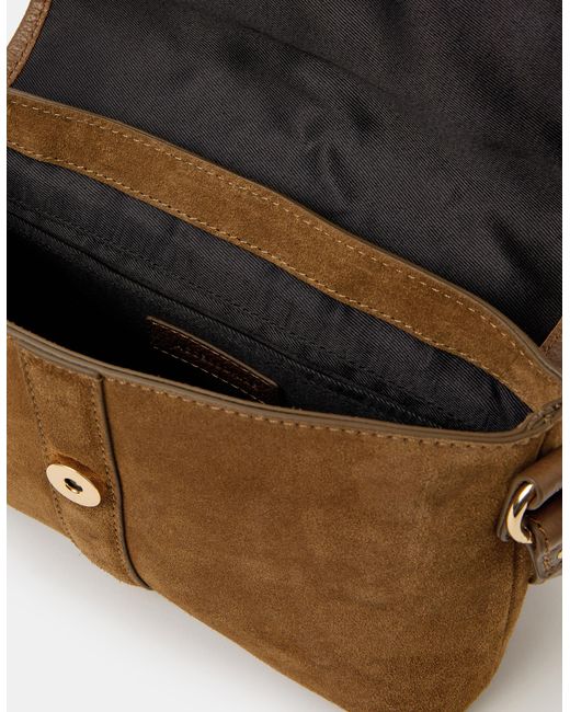Accessorize Brown Eyelet Detail Suede Crossbody Bag