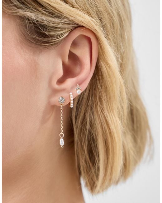 Accessorize White 3-Pack Pearl Stone Earrings