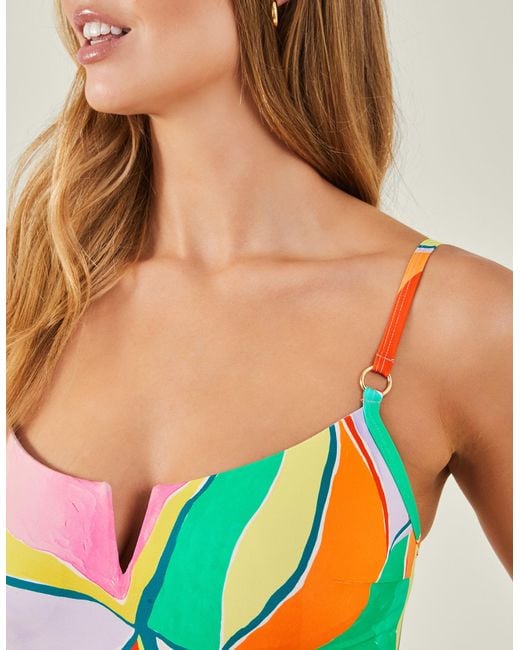 Accessorize Blue Women's Brights Multi Abstract Print Swimsuit