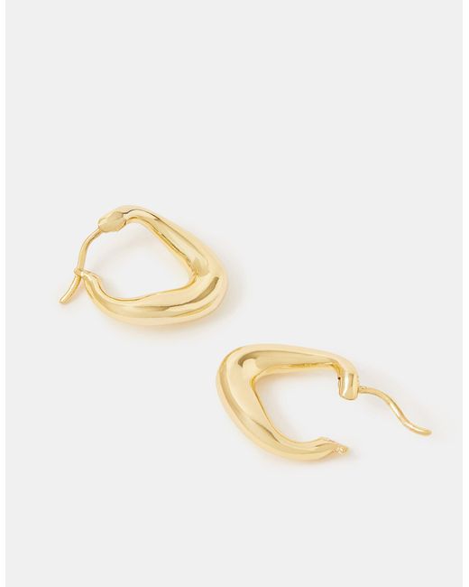 Accessorize Metallic 14Ct-Plated Chunky Oval Hoop Earrings