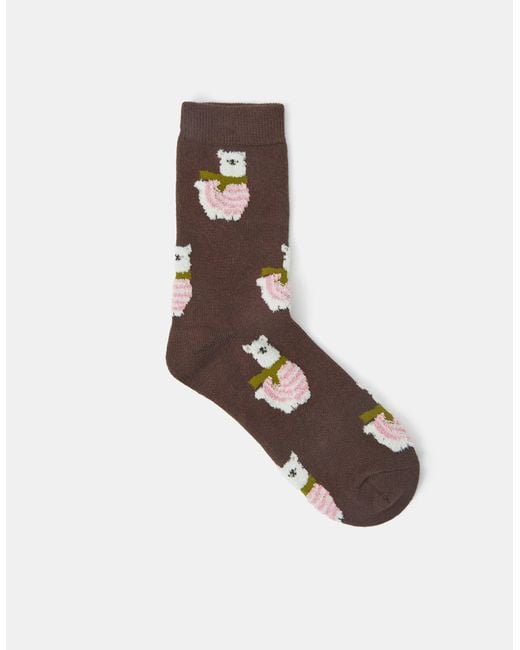 Accessorize White Llama Print Socks