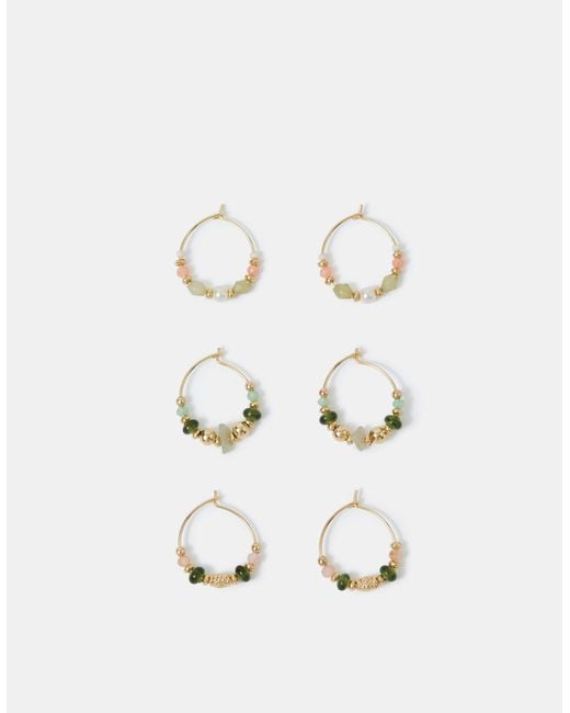 Accessorize White 3-Pack Mini Beaded Hoop Earrings