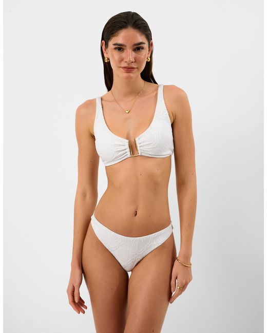 Accessorize White Tropical Jacquard Bikini Top