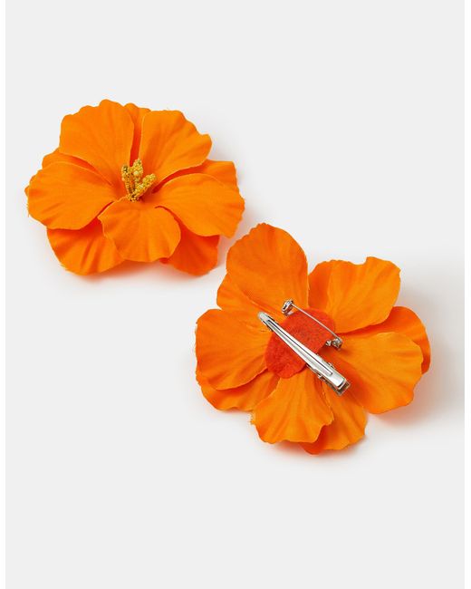 Accessorize Orange 2-Pack Hibiscus Hair Clips