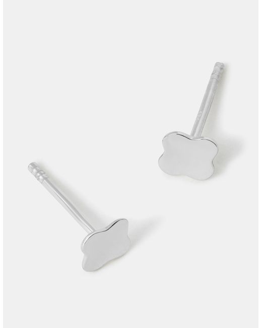 Accessorize White Sterling Clover Stud Earrings