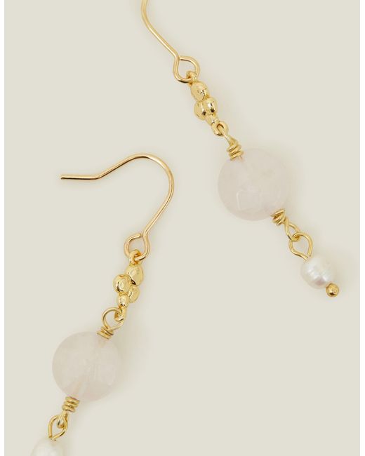 Accessorize Natural Women's 14ct Gold-plated Stone Pearl Drop Earrings