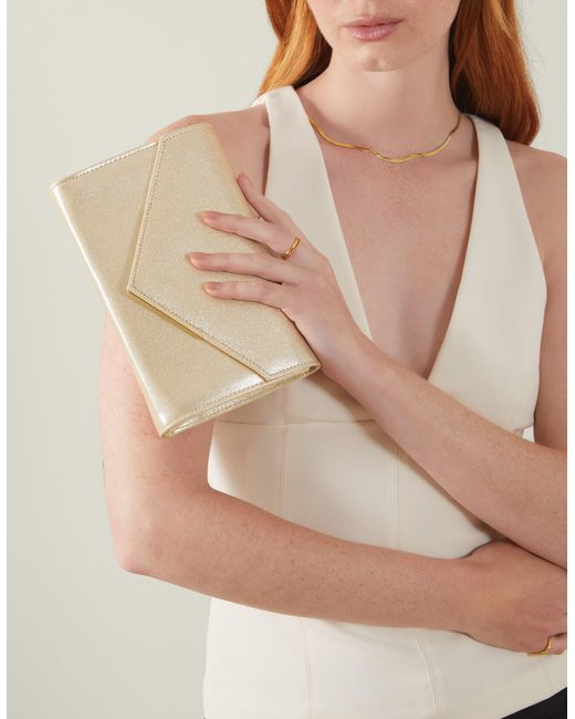 Accessorize Natural Metallic Envelope Clutch Bag