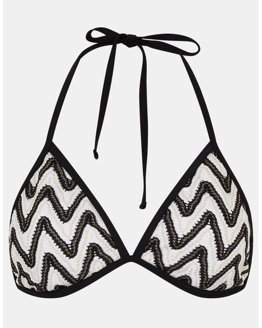 Accessorize Black Bottoms Sleeveless Crochet Mono Triangle Bikini Top