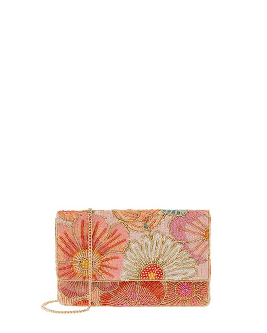 Accessorize Pink Kimmy Floral Beaded Clutch Bag