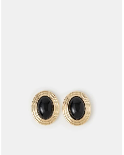 Accessorize Black Statement Oval Stud Earrings