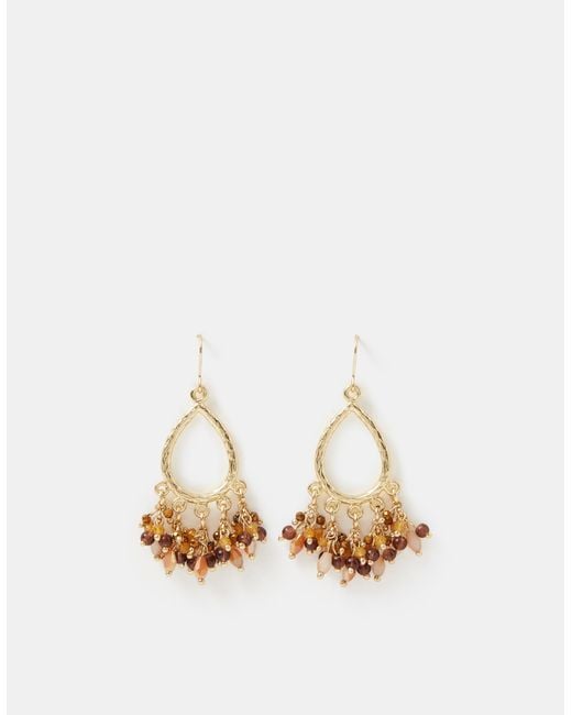 Accessorize Natural Bead Cluster Teardrop Earrings