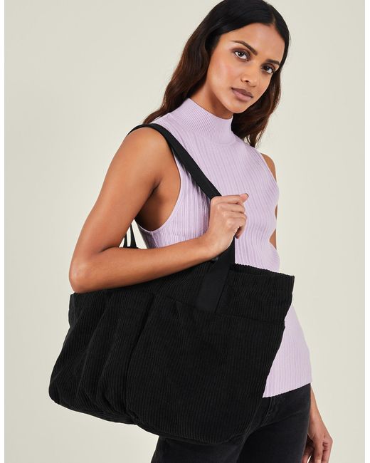 Accessorize Women's Black Large Cord Shopper Bag