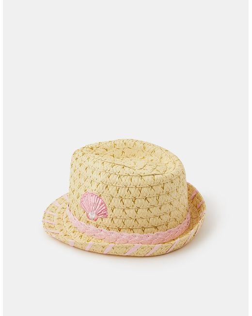 Accessorize Natural Seashell Straw Trilby Hat