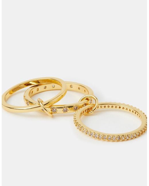 Accessorize Metallic 14Ct-Plated Star Linked Stacking Ring
