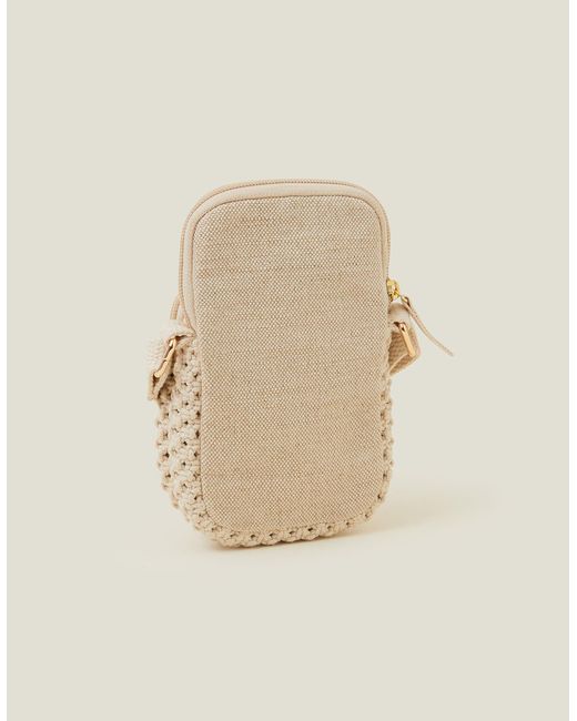 Accessorize Natural Women's Beige Macrame Phone Bag
