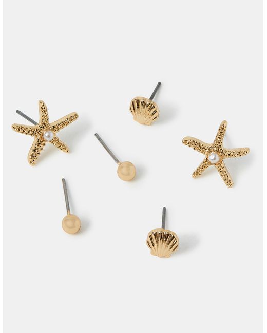 Accessorize Metallic 3-Pack Starfish Stud Earrings