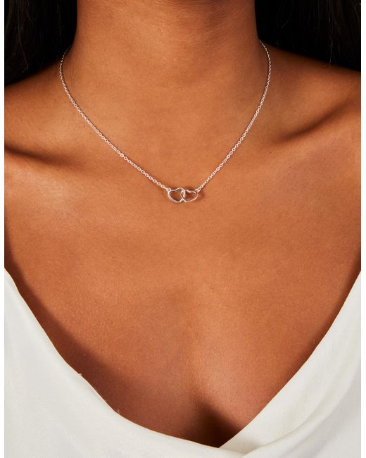Accessorize Brown Heart Links Pendant Necklace