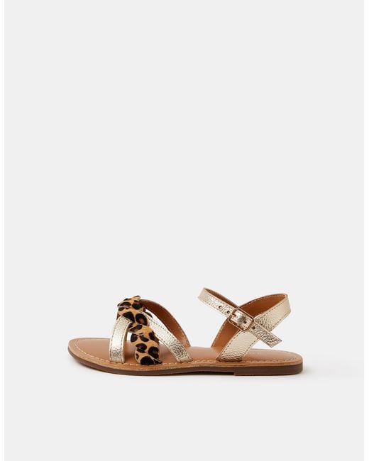 Accessorize Leopard Print Metallic Leather Sandals