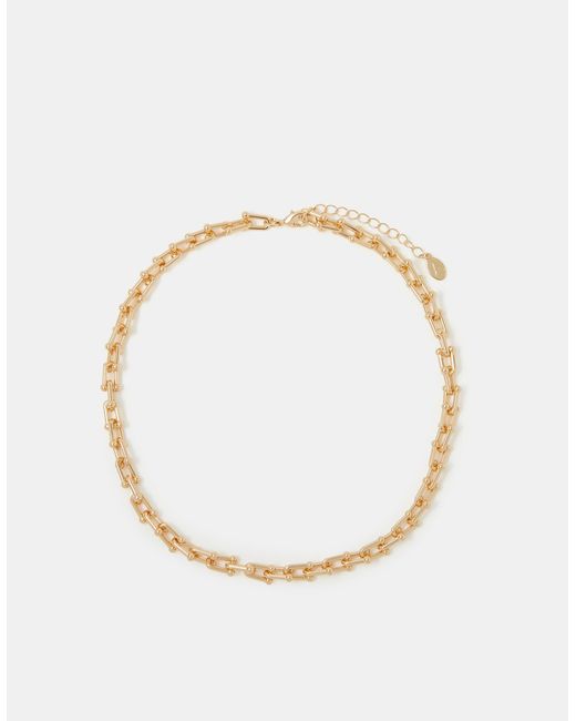 Accessorize Metallic Carabiner Link Chain Necklace