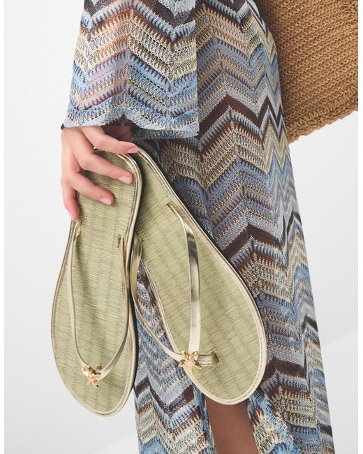Accessorize Natural Starfish Metallic Seagrass Flip Flops