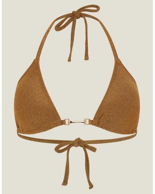 Accessorize Metallic Shimmer Halter Neck Bikini Top