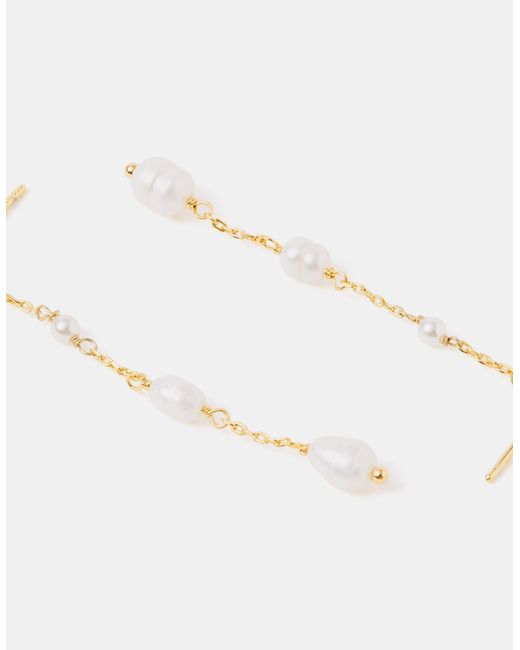 Accessorize White 14Ct-Plated Pearl Chain Drop Earrings