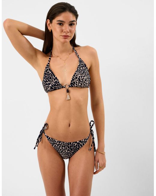 Accessorize Black Print Triangle Bikini Top