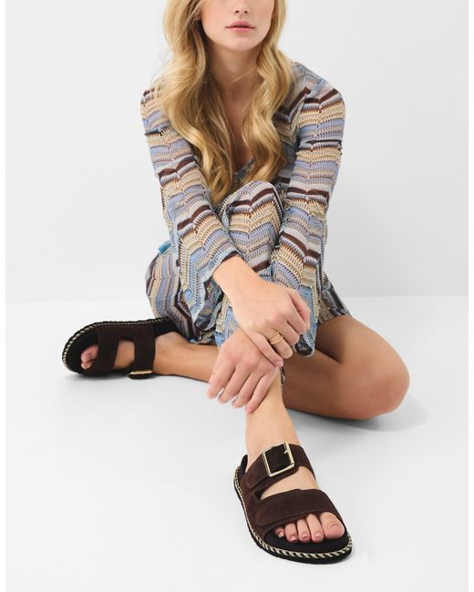 Accessorize Black Double Strap Suede Sandals