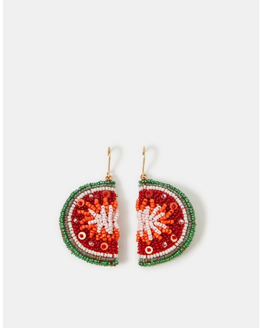 Accessorize Red Beaded Watermelon Drop Earrings