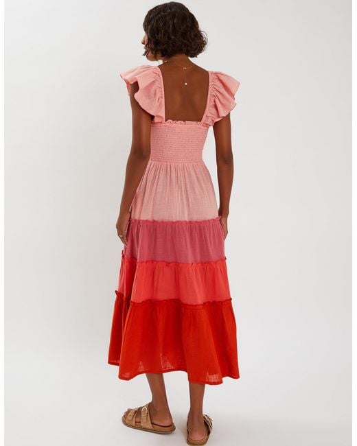 Accessorize Cotton Colourblock Tiered Maxi Dress
